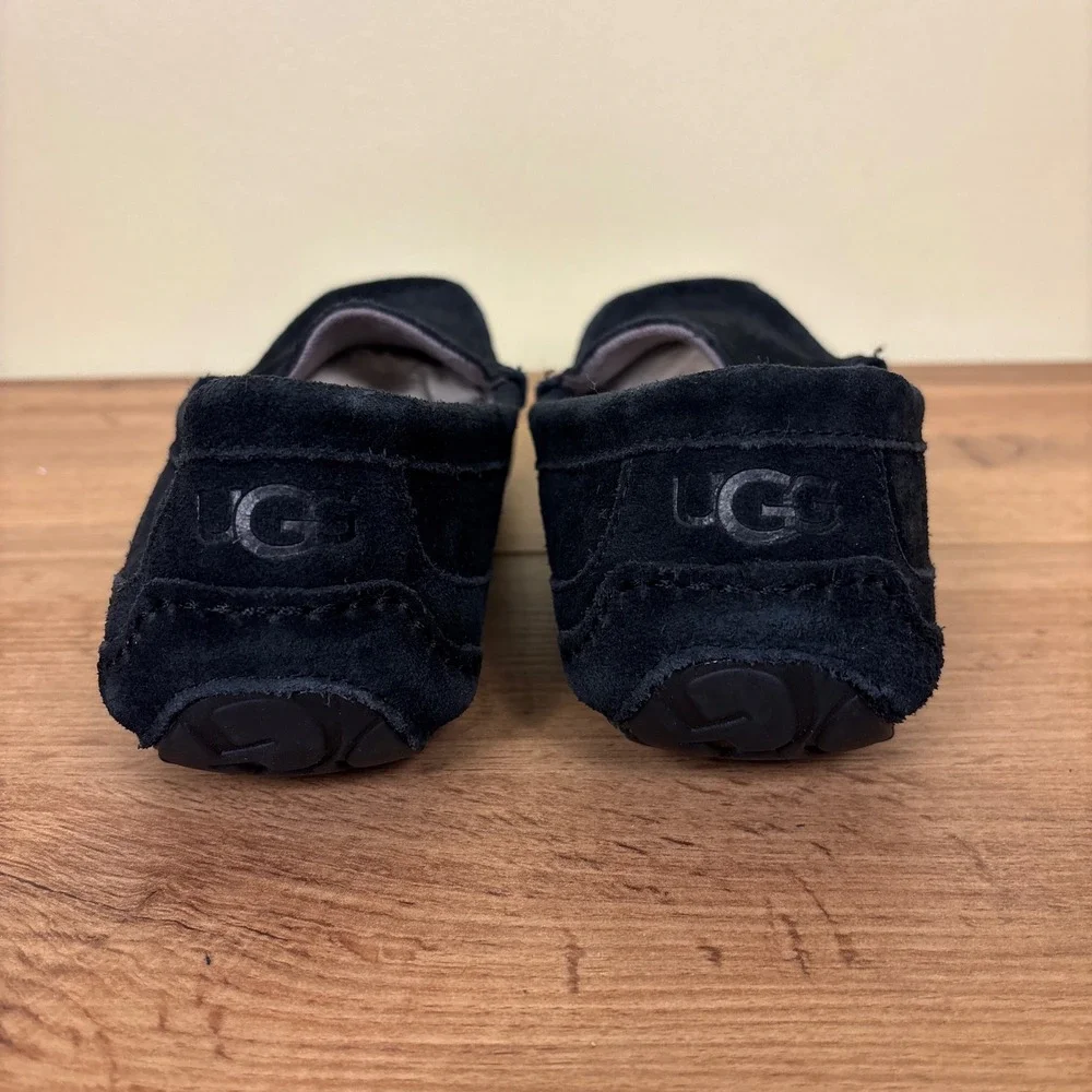 UGG‎ Alder Slip-On Loafer In Black Men Size 8 Suede Wool Insole Comfort Warm